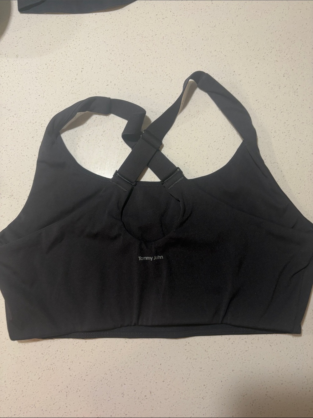 Tommy John Black Cross-Back Sports Bra